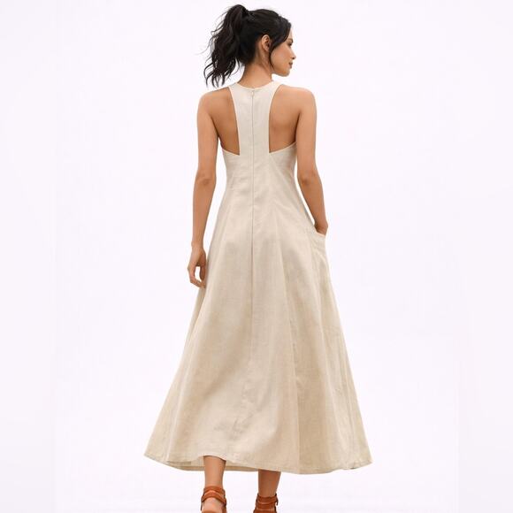 FBC Studio Dresses & Skirts - Organic Cotton Boho Chic Maxi Sleeveless A-Line M Layerable Long Dress w/Pockets